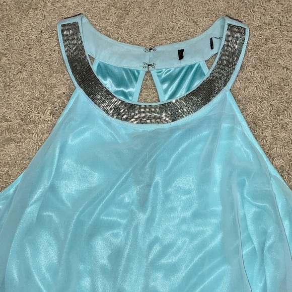 Lovposh Silver Bead Embellished Halter Romper Chiffon & Striped Shorts Sz Large - Picture 2 of 13